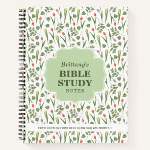Spring Tulips Pattern Personalised Bible Study Notebook