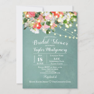 Spring Tulips & Roses   Teal  Bridal Shower Invitation