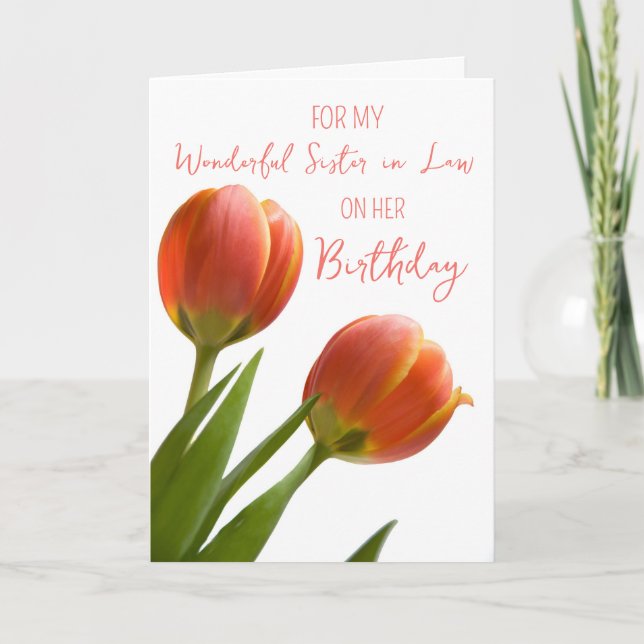 Spring Tulips Sister in Law Birthday Card (Front)