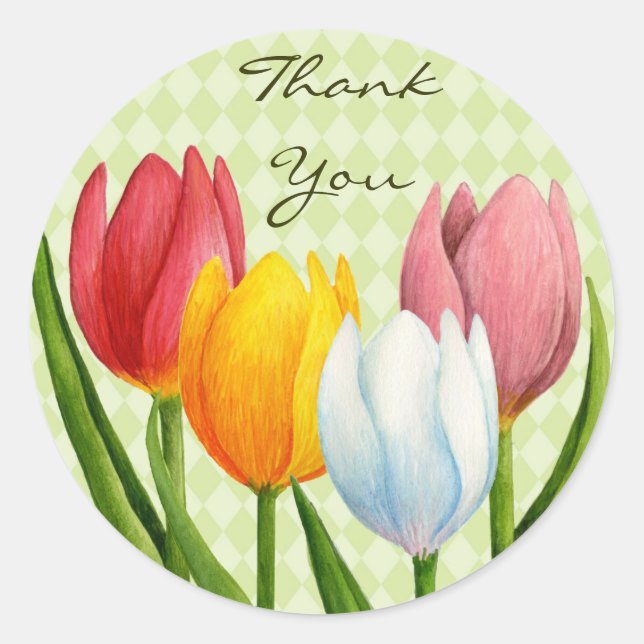 Spring Tulips Thank You Sticker (Front)