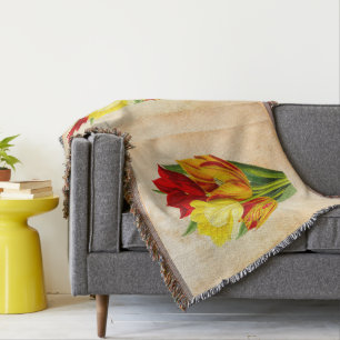 Spring Tulips Throw Blanket
