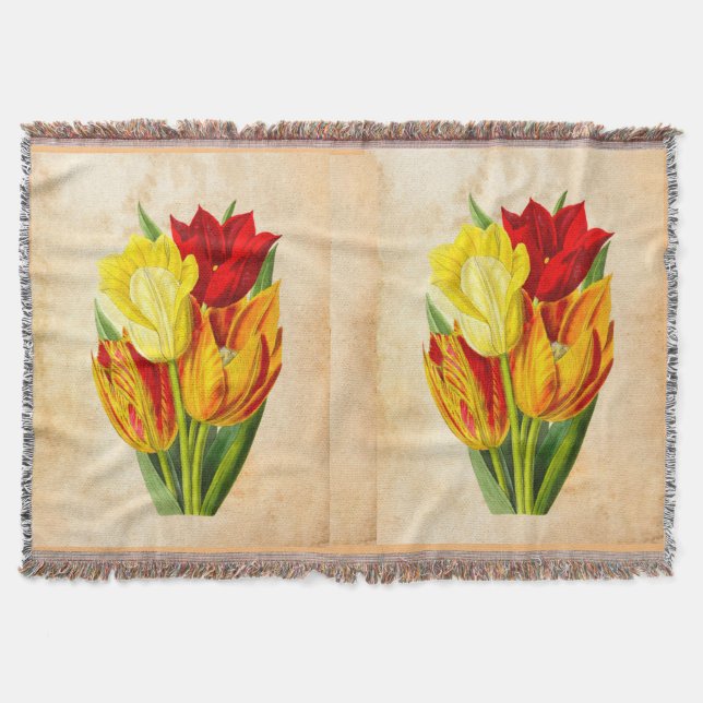 Spring Tulips Throw Blanket (Front)