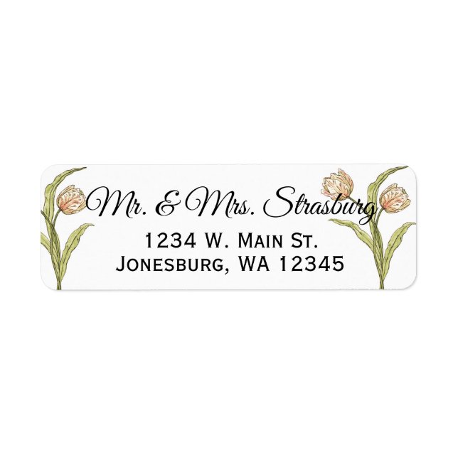 Spring Tulips wedding custom return address (Front)