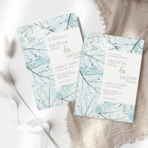 Spring Turquoise Aqua Abstract Flowers Invitation