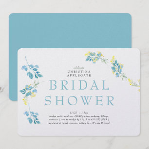 Spring Turquoise Wildflower Rounded Bridal Shower  Invitation