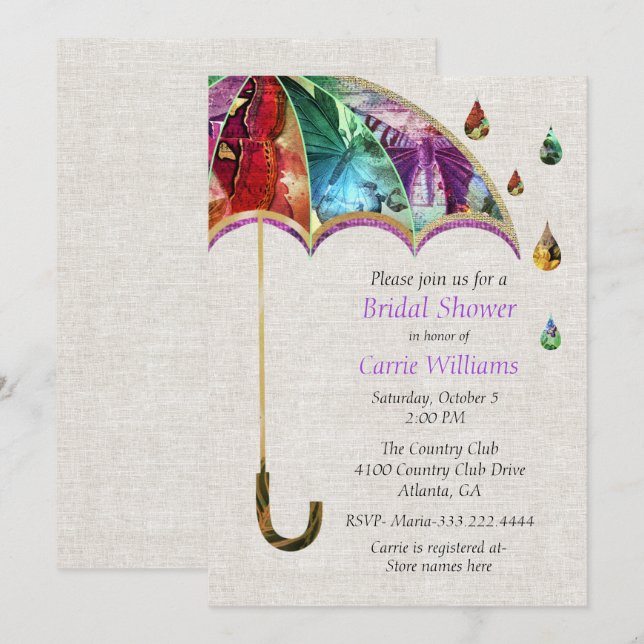 Spring Umbrella Bridal Shower Invitation (Front/Back)