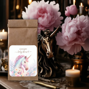 Spring Unicorn Baby Shower Square Sticker