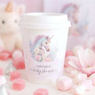 Spring Unicorn Watercolor Baby Shower Paper Cups