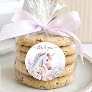 Spring Unicorn Watercolor Baby Shower Thank You Classic Round Sticker