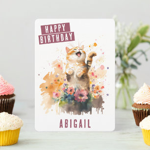 Spring vibes Cat Birthday Card