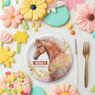 Spring vibes Horse - Birthday Party - Paper Plate