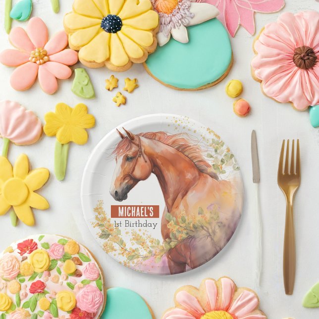 Spring vibes Horse -  Birthday Party - Paper Plate (Creator Uploaded)