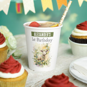 Spring vibes Lamb - 1st birthday - Paper Cups