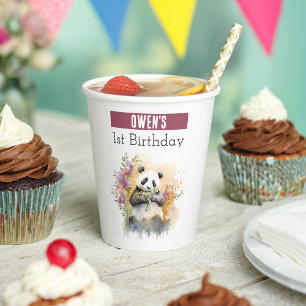 Spring vibes Panda - 1st birthday - Paper Cups