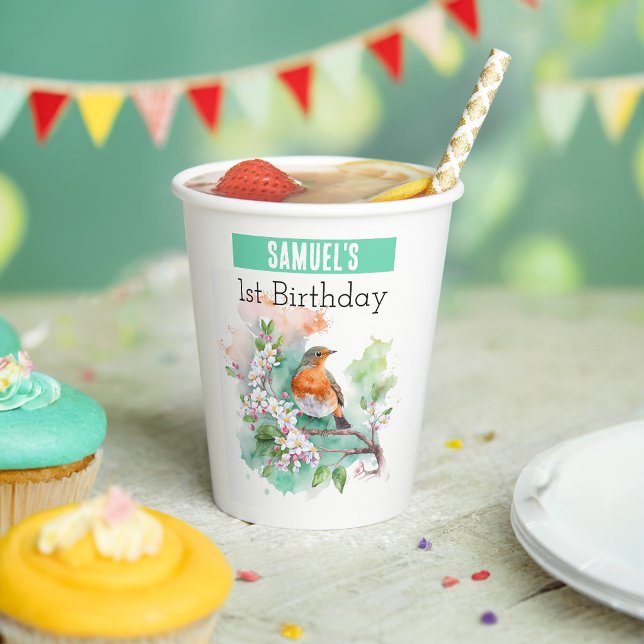 Spring vibes Robin - Birthday Party Paper Cups (Creator Uploaded)