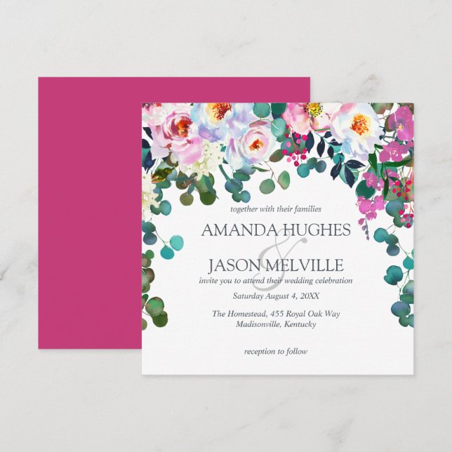 Spring Vibrant Bloom Floral Wedding Invitation (Front/Back)