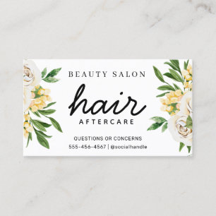 Spring Vintage Floral Hair Aftercare Instruction Business Card