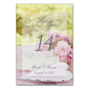 Spring vintage flower love Wedding Table Number