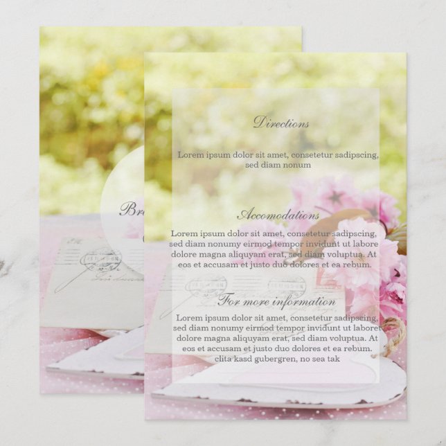 Spring vintage flower loveletter wedding Direction Invitation (Front/Back)