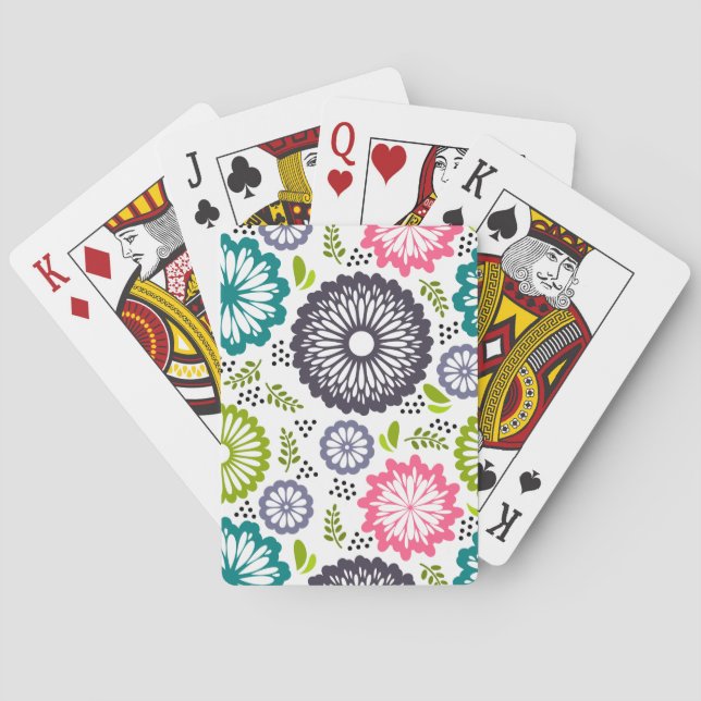 Spring vintage flowers white background playing cards (Back)