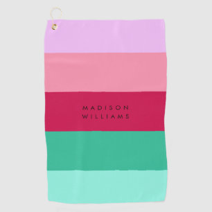 Spring Viva Magenta Colorblock Horizontal Stripe Golf Towel