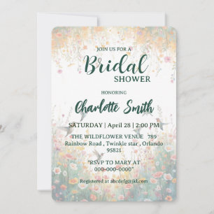 Spring Watercolor Birds Floral Monogram Wildflower Invitation