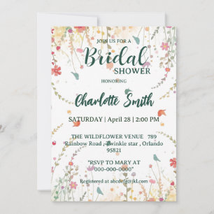 Spring Watercolor Birds Floral Wildflower Name Holiday Card