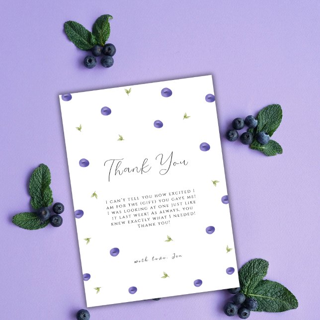 Spring Watercolor Blueberry Farm Baby Shower Thank You Card (Spring Watercolor Blueberry Farm Baby Shower Thank You Card)