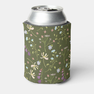 Spring Watercolor Botanical Blooming Seamless Can Cooler
