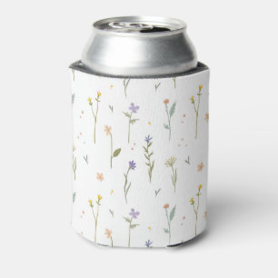 Spring Watercolor Botanical Blooming Seamless Can Cooler