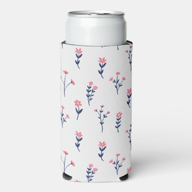 Spring Watercolor Botanical Blooming Seamless Seltzer Can Cooler (Seltzer Front)