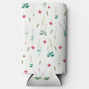 Spring Watercolor Botanical Blooming Seamless Seltzer Can Cooler