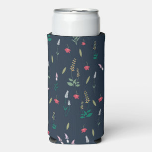 Spring Watercolor Botanical Blooming Seamless Seltzer Can Cooler
