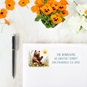 Spring Watercolor Brown Bear - Return Address