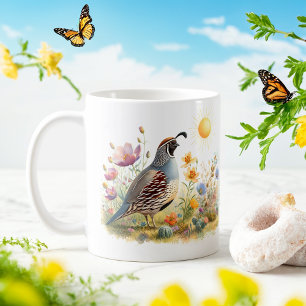 Spring Watercolor California Quail - Kid Mug