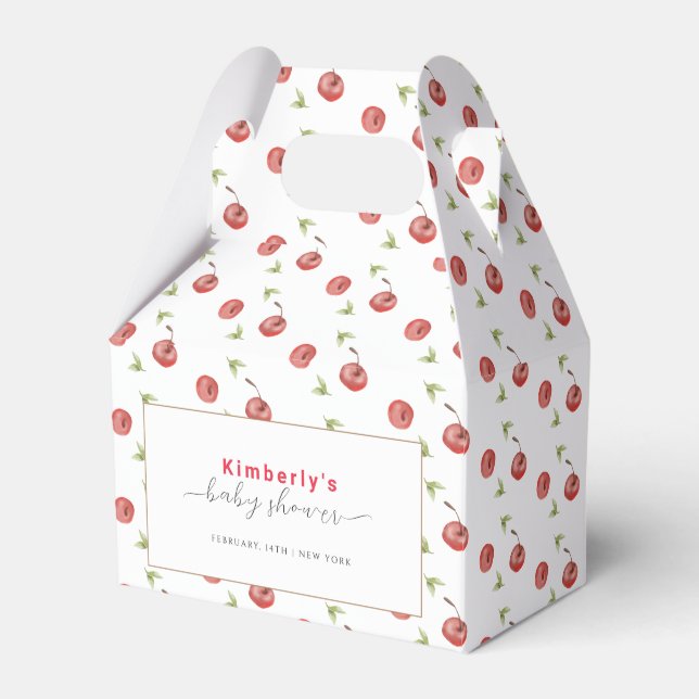 Spring Watercolor Cherry Sweet Baby Shower  Favour Box (Front Side)