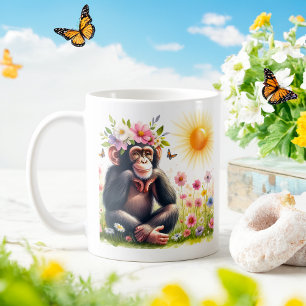 Spring Watercolor Chimpanzee - Kid Mug