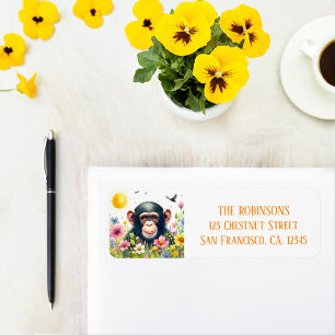 Spring Watercolor Chimpanzee Return Address
