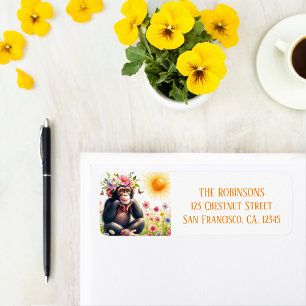Spring Watercolor Chimpanzee Return Address