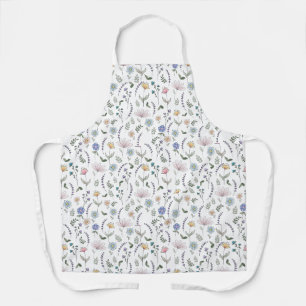 Spring Watercolor Doodle Flowers Apron