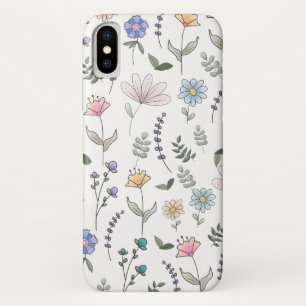 Spring Watercolor Doodle Flowers iPhone X Case