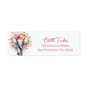Spring Watercolor Elephant Return Address