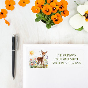 Spring Watercolor Fawn Return Address