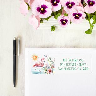 Spring Watercolor Flamingo Return Address