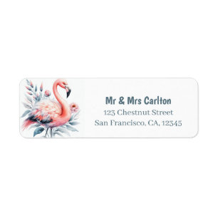 Spring Watercolor Flamingo Return Address