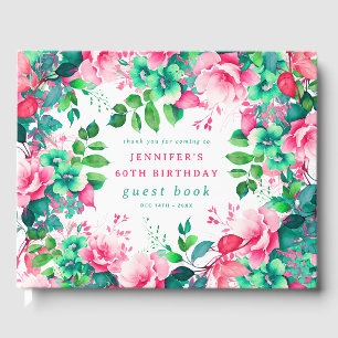 Spring Watercolor Floral 60th Birthday Guest Book