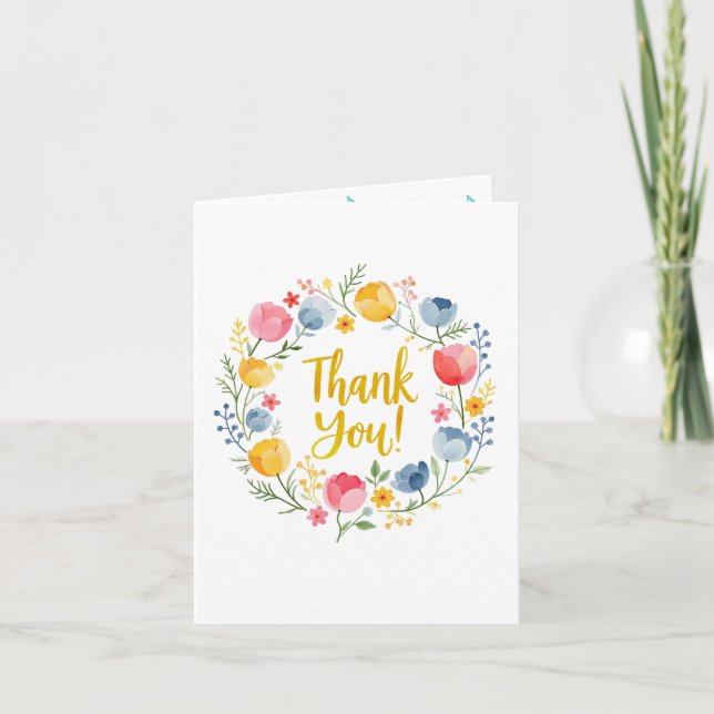 Spring Watercolor Floral Baby Shower Thank You Car (Front)