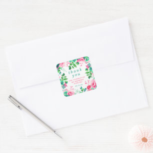 Spring Watercolor Floral Birthday Thank You  Square Sticker