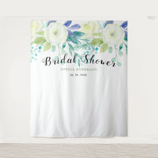 Spring Watercolor Floral Bridal Shower Photobooth Tapestry