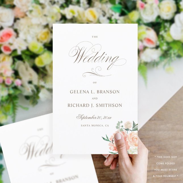 Spring Watercolor Floral Folded Wedding Program (Creator Uploaded)